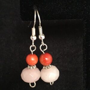 New Handmade Rose Quarts and Jasper Earrings